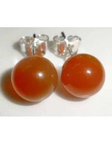 Cornaline boucles pouce argent 8mm