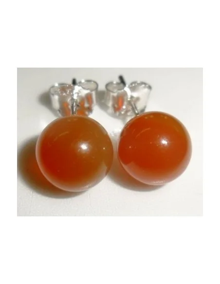 Cornaline boucles pouce argent 8mm