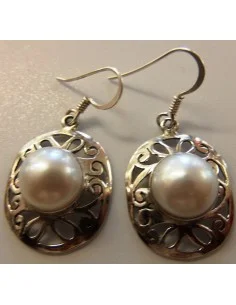 Boucles doreilles perle blanche argent