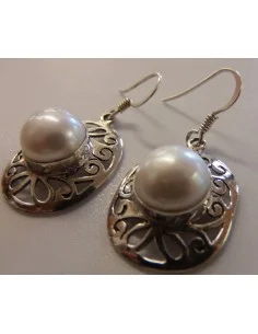 Boucles doreilles perle blanche argent 2