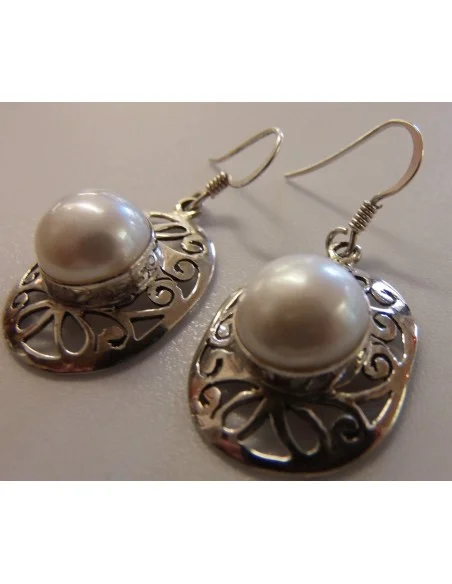Boucles doreilles perle blanche argent