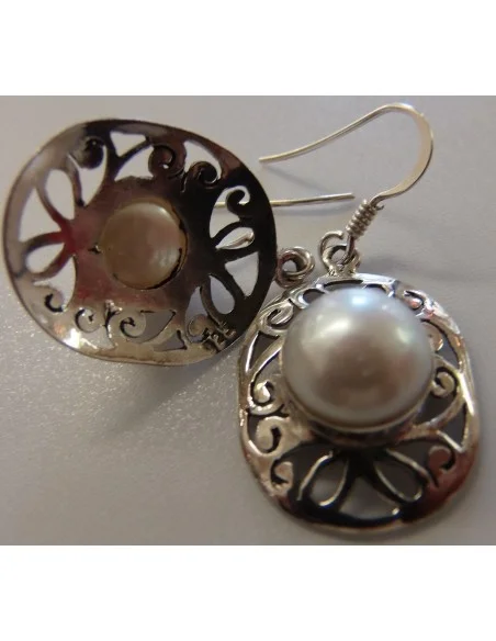 Boucles doreilles perle blanche argent