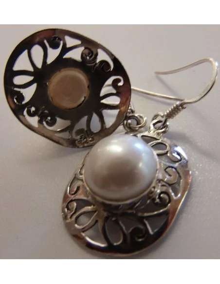 Boucles doreilles perle blanche argent