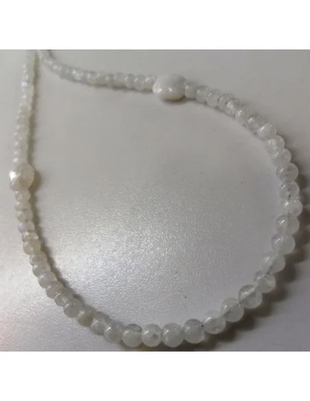Pierre de lune collier 4mm et ovale 10mm Pierre de lune collier 4mm et ovale 10mm
