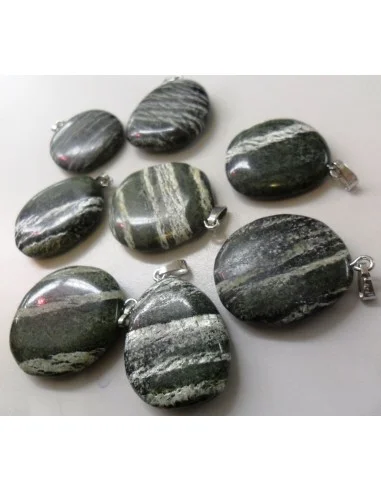 Serpentine oeil d'argent pendentif