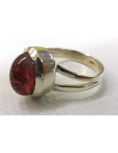 Tourmaline rose, rouge bague argent