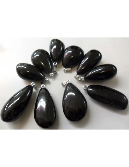 Tourmaline noire forme goûte pendentif Tourmaline noire forme goûte pendentif