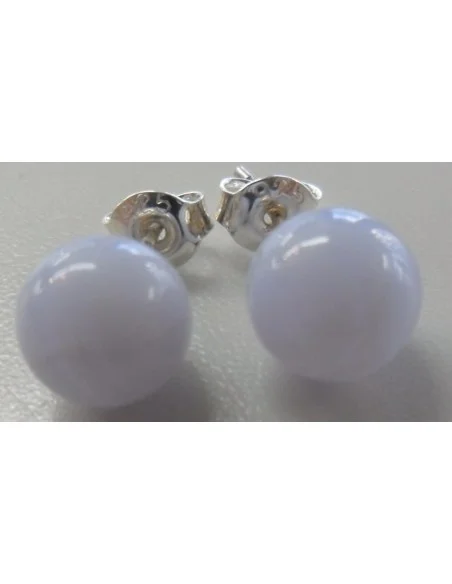 Calcedoine bleu boucles 8mm argent