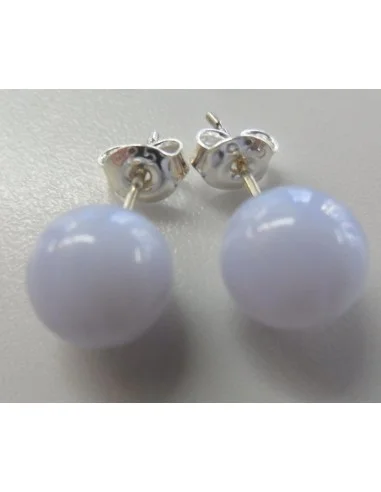 Calcedoine bleu boucles 8mm argent