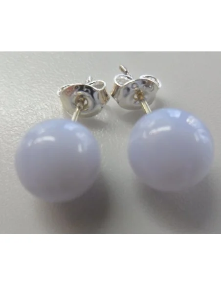 Calcedoine bleu boucles 8mm argent