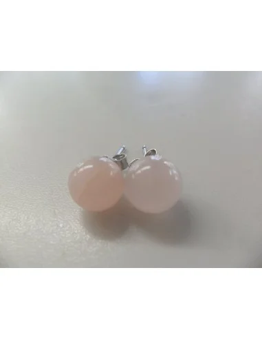 Quartz rose boucles 8mm