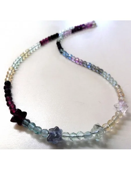 Fluorite collier 4mm merkabas