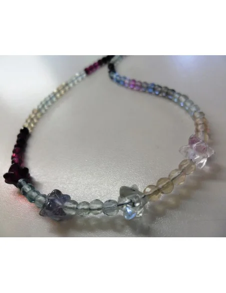 Fluorite collier 4mm merkabas