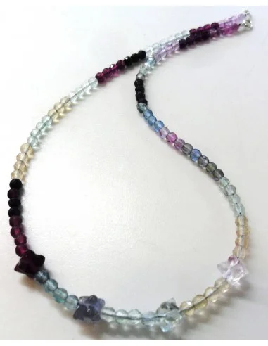 Fluorite collier 4mm merkabas