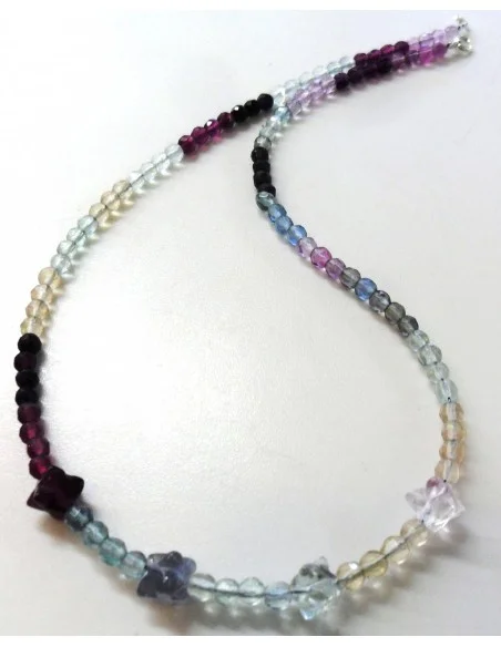 Fluorite collier 4mm merkabas