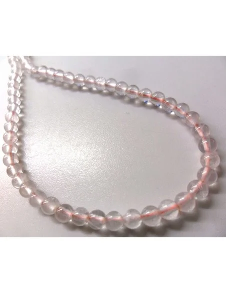 Quartz rose collier élastique 40cm