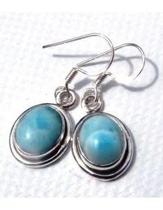 Larimar boucles d'oreilles argent
