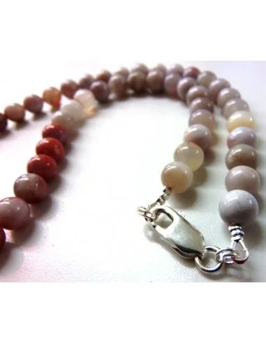 Pierre de lune rose collier 8mm