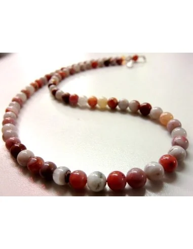 Pierre de lune rose collier 6mm