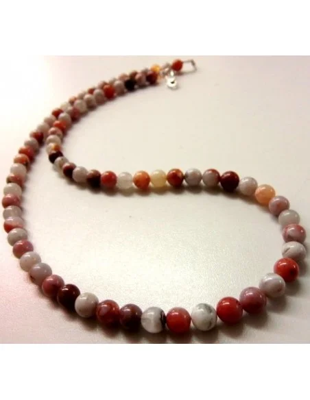 Pierre de lune rose collier 6mm