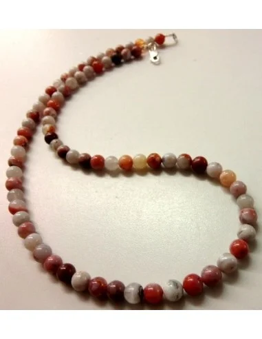 Pierre de lune rose collier 6mm