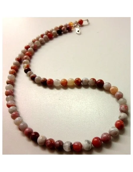 Pierre de lune rose collier 6mm