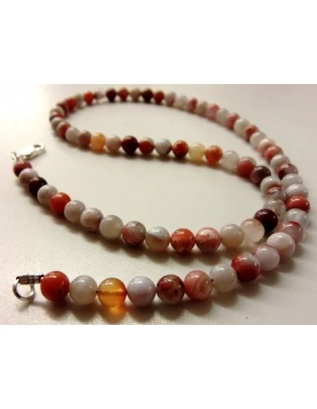 Pierre de lune rose collier 6mm