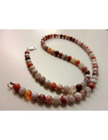 Pierre de lune rose collier 6mm