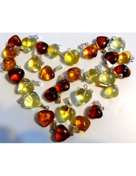 Ambre pendentif coeur  argent