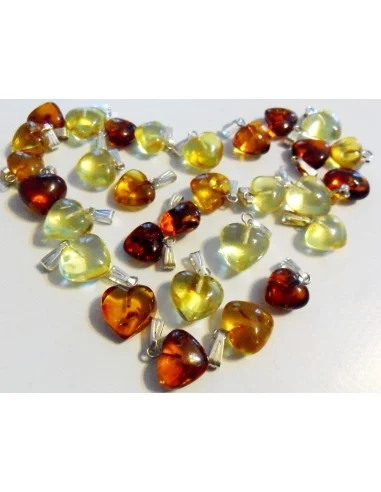 Ambre pendentif coeur  argent