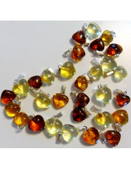 Ambre pendentif coeur  argent
