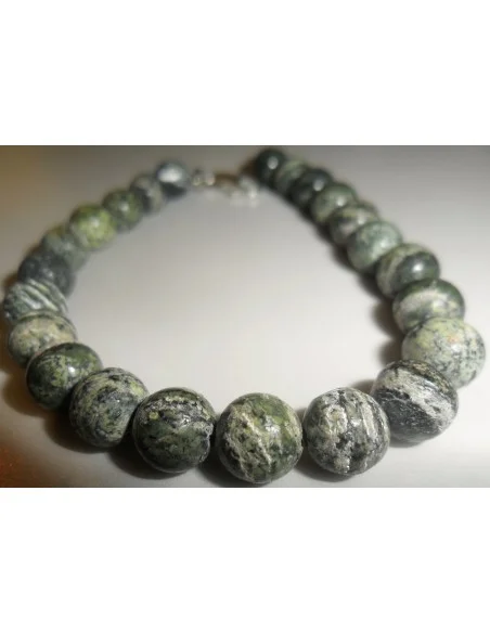 Serpentine oeil d'argent bracelet 8mm fermoir