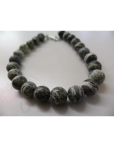 Serpentine oeil d'argent bracelet 8mm fermoir