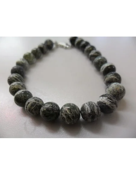 Serpentine oeil d'argent bracelet 8mm fermoir