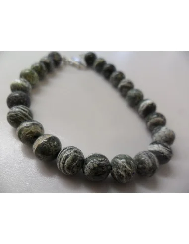 Serpentine oeil d'argent bracelet 8mm fermoir