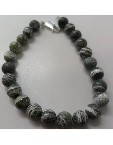 Serpentine oeil d'argent bracelet 8mm fermoir