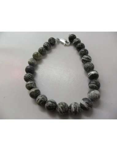 Serpentine oeil d'argent bracelet 8mm fermoir