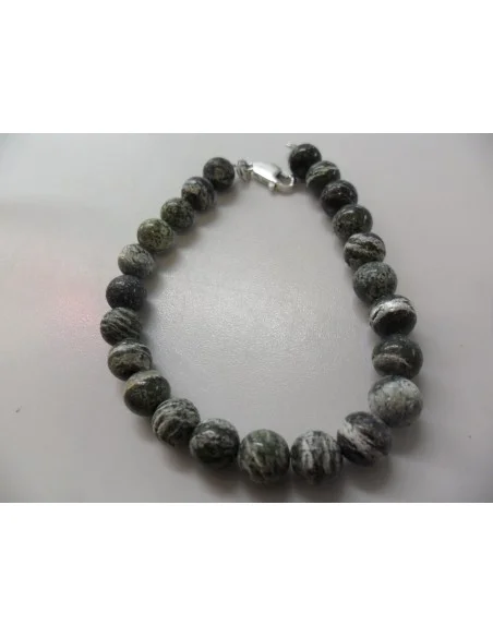 Serpentine oeil d'argent bracelet 8mm fermoir