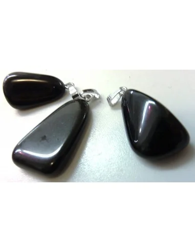 Obsidienne noire pendentif argent