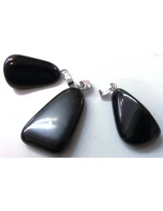 Obsidienne noire pendentif argent