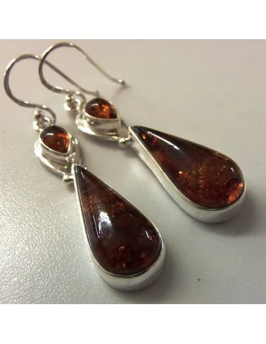 Boucles oreilles Ambre argent