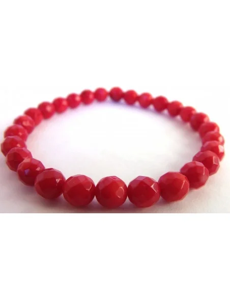 Corail rouge bracelet 8mm facette Corail rouge bracelet 8mm facette