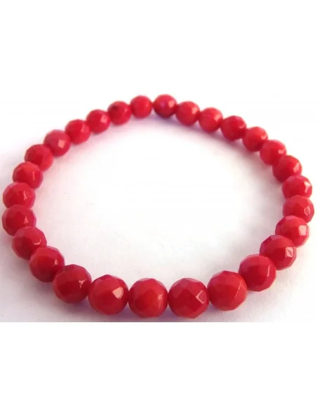 Corail rouge bracelet 8mm facette Corail rouge bracelet 8mm facette