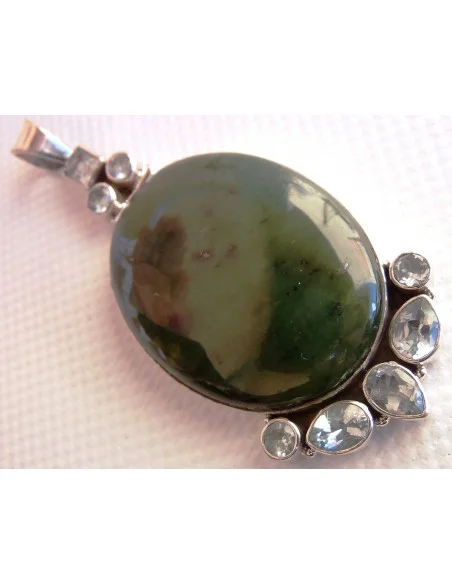 Pendentif  Jade et aigue marine montes en argent