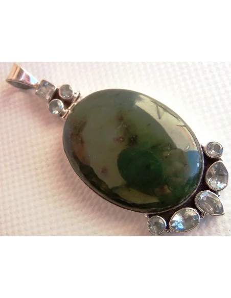 Pendentif  Jade et aigue marine montes en argent