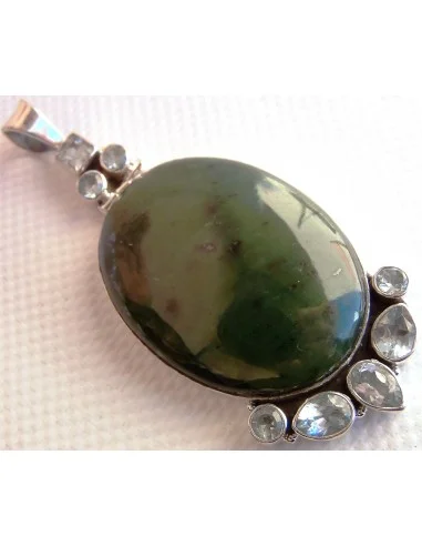 Pendentif  Jade et aigue marine montes en argent