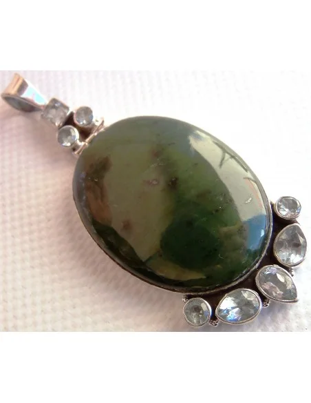Pendentif  Jade et aigue marine montes en argent