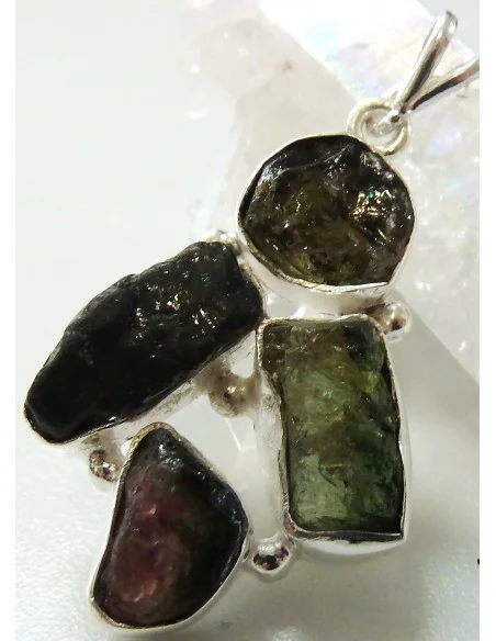 Pendentif tourmalines argent