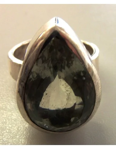 Prasiolite gemme goute bague argent