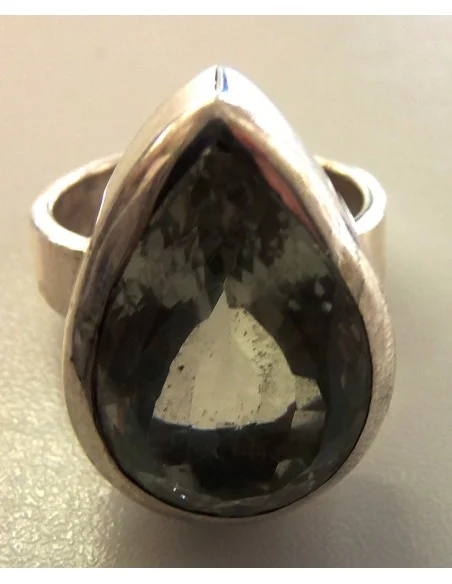 Prasiolite gemme goute bague argent